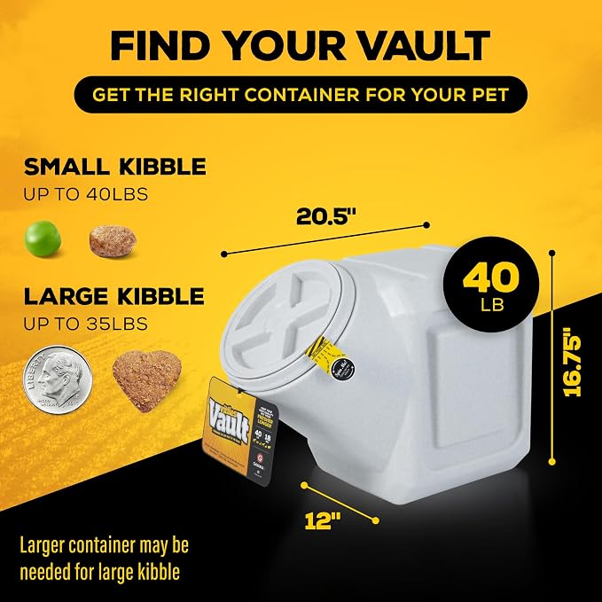 Vittles Vault Traditional Pet Food Storage Container For Dog Kibbles/Bird Seed/Oatmeal/Rice/Flour/Cereal, BPA Free Plastic, Sealed Airtight For Cat Food, Up To 40 lb, Made in USA, With Scoop, Gray - Image 6