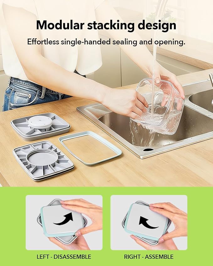 Airtight Food Storage Container with One-Touch Lid, 12-Piece Set (1.3, 2.1, 2.9, 3.6 QT* 3) Stackable Durable BPA-Free for Baking Supplies, Pasta & Systematic Bulk Organization - Image 5