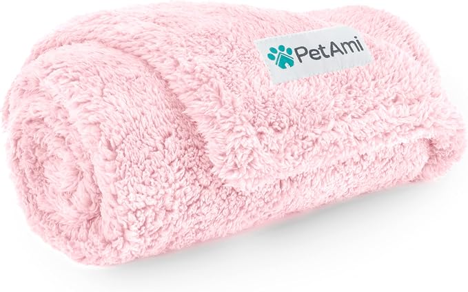 PetAmi Fluffy Waterproof Dog Blanket for Couch and Bed, Reversible Sherpa Pet Throw, Pee Proof Furniture Protector Sofa Cover, Washable Cat Blanket for Small Medium Dogs and Cats (Pink Blush, 24x32) by PetAmi