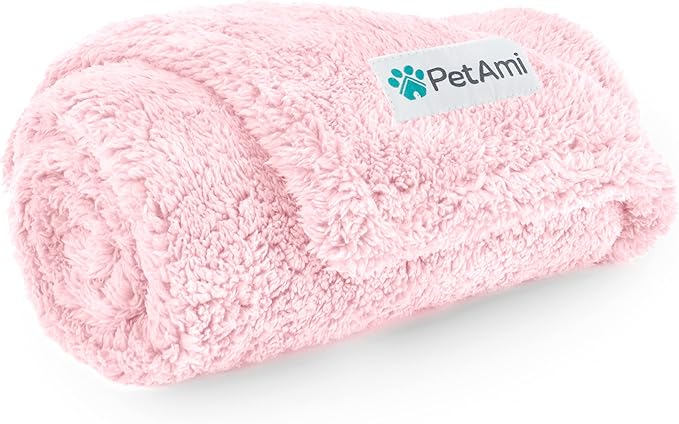 PetAmi Fluffy Waterproof Dog Blanket for Couch and Bed, Reversible Sherpa Pet Throw, Pee Proof Furniture Protector Sofa Cover, Washable Cat Blanket for Small Medium Dogs and Cats (Pink Blush, 29x40) by PetAmi