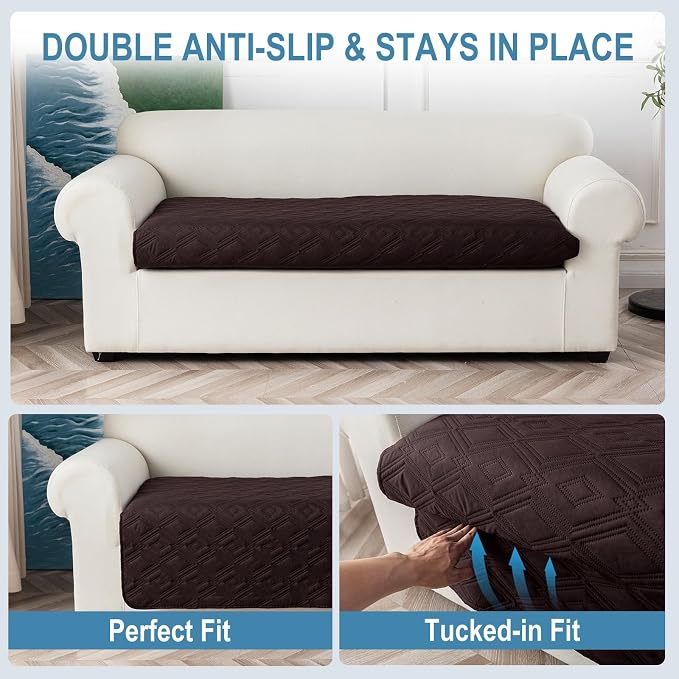 Genina 100% Waterproof Couch Cover for 4 Cushion for Dogs, Anti-Slip Sofa Covers Washable Couch Covers for Sectional L Shape Furniture Cover, 1 Piece (Chocolate, Sofa X-Large) - Image 5
