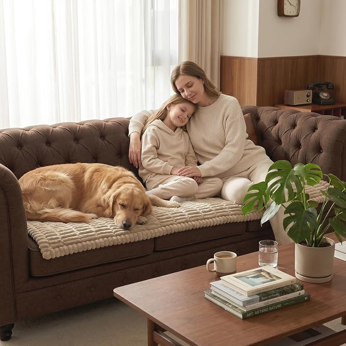 Fixwal Waterproof Flannel Dog Couch Cover, 27.6" x 59", Coffee | Integrated TPU Barrier, Non-Slip Backing, Machine Washable, Pet Friendly, Easy Clean Pet Hair, Soft Sofa Cushion Protector - Image 8