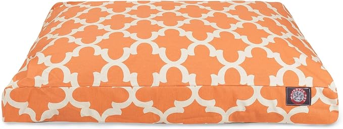 Majestic Pet Shredded Memory Foam Dog Bed Medium with Removable Washable Cover – Rectangle Orthopedic Dog Bed–Durable Dog Crate Bed-Flat Dog Bed for Senior Dogs - (35x29) M - Trellis - Peach by MajesticPet