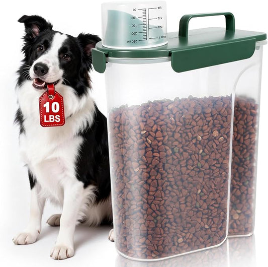 TBMax 10 Lbs Cat Dog Food Storage Container, 2026 Upgraded Large Pouring Container for Pet Food Storage, Bird Seed Dispenser, Portable Travel Kibble Holder -Dark Green by TBMax