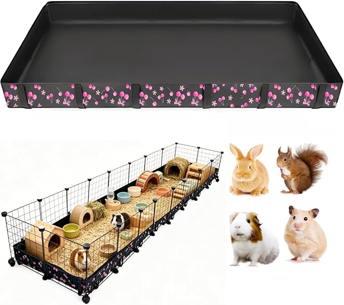 DZWLKJ Waterproof Guinea Pig Cage Liner,Washable Tarp Bottom Base,Cherry Graphic,24"x96", Reusable for Rabbit, Chinchilla, Hedgehog, Ferret & Other Small Animals. by DZWLKJ