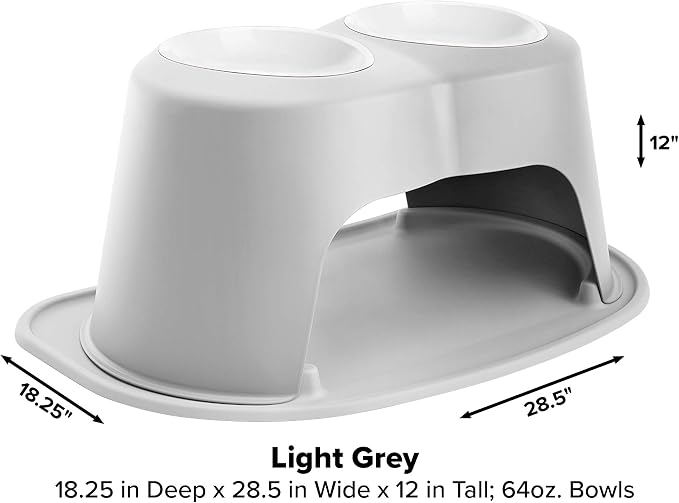 WeatherTech Double High Pet Feeding System w/Plastic Dog/Cat Bowls - 12" High Stand Light Grey (PDHC6412LGLG) - Image 4