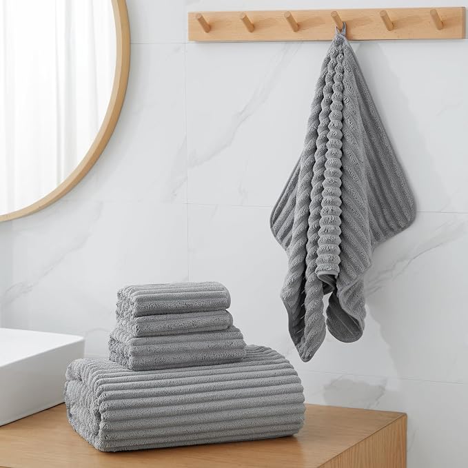 2 Piece Bath Sheets, 40"x80" Microfiber Bath Towels, Grey | Extra-large size, Quick dry, Highly Absorbent, Lint Free，shower towels for bathroom gym spa，Big and Tall users - Image 2