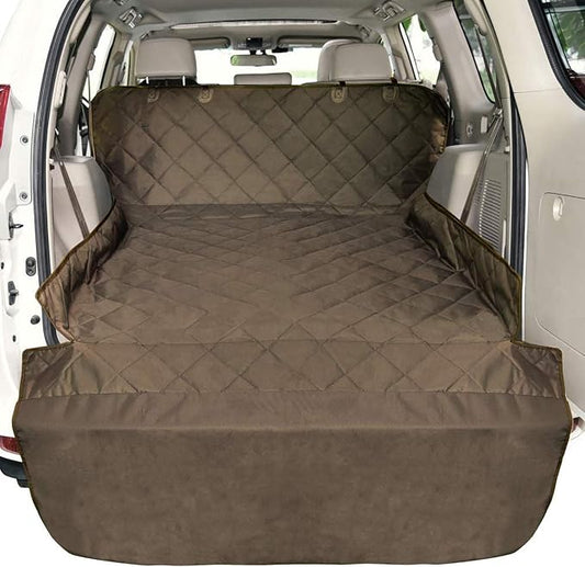 F-color SUV Cargo Liner for Dogs - Heavy Duty Cargo Cover for Mid-Size SUVs | Water Resistant, Bumper Flap, Non-Slip Mat, Car Trunk Dog Car Seat Cover Prevents Scratches Pet Hair Mud Dirt for Sedans Vans by F-color
