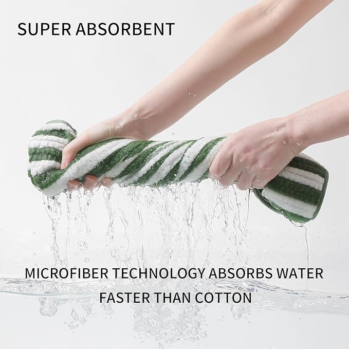 18-Piece Microfiber Bath Towels Set - 6 Bath Sheet, 6 Hand Towels, 6 Washcloths, Soft, Highly Absorbent Bathroom Towel, Quick Dry & Less Lint Shower towel for Bathroom, Hotel, Spa, Dorm-Light Green - Image 3