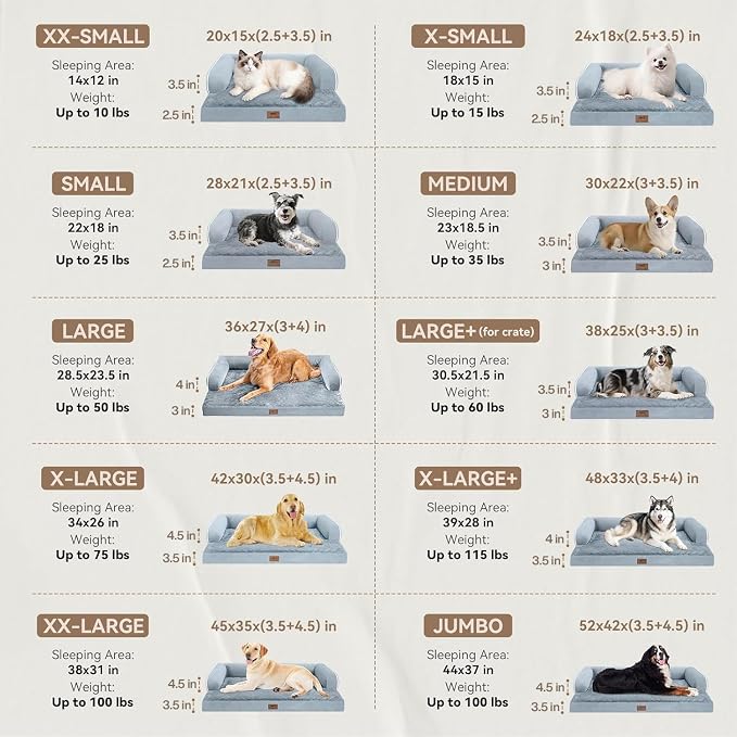 MEKIY Orthopedic Waterproof Jumbo Dog Bed with Bolster for Extra Large Dogs | Pillow Support for Neck Relief, Egg Crate Foam, Waterproof Liner, Anti-Slip Bottom, Removable Bolster Cover, 53 x 42 Inch - Image 2