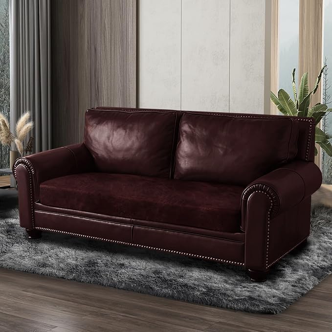 ANARACHON Leather Look Couch Cushion Covers Sofa Seat Slipcovers Sets Couches Furniture Protector for Sectional Armchair Loveseat Pets Kids Stretch Spandex Fabric (1 Cushion Loveseat, Burgundy) - Image 8