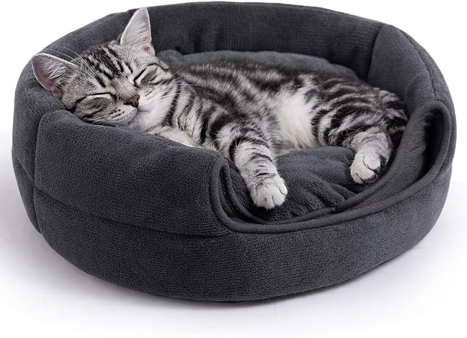 Hollypet Cat Bed Cave for Indoor Cats for Pets up to 15 lbs, Gray | Warm Cat Bed Cats Igloo Cave Condo, Covered Kitty House with Removable Washable Cushion, Cozy Enclosed Pet Bed for Small Dogs - Image 2