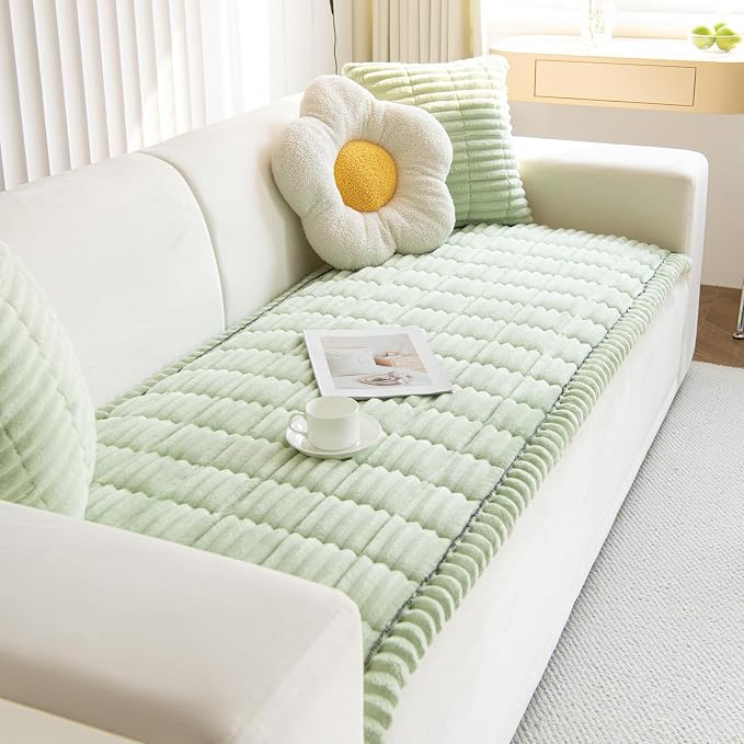 VClife Dog Sofa Cover, Non Slip Sofa Cover Washable, Sage Green, 27.6 X 51 | Soft Fuzzy Couch Cover for 2 Cushion Couch Sofa Pet Friendly, Scratch Resistant Thick Furniture Protector for Sectional Sofa - Image 6