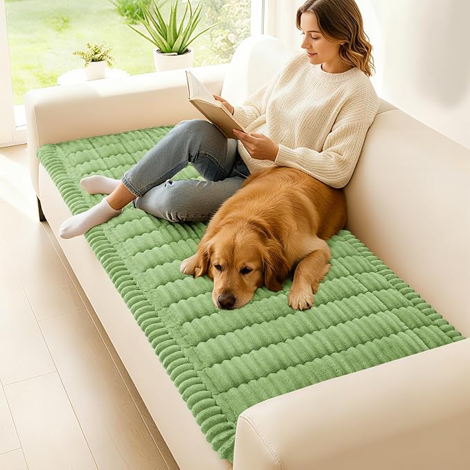 hyha Couch Cover for Dogs, Washable Non Slip Plush Flannel Sofa Protector | Thick Flannel, Silicone Anti-Slip Backing, Pet Hair & Scratch Protection, Fits Sofa & Loveseat (27.6" x 88") - Image 2