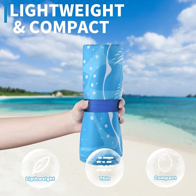 Microfiber Beach Towel Oversized 71x32, Thin, Blue with Bag 2 Pack | Lightweight Sand Free Absorbent Quick Dry Compact Extra Large for Adult Travel Camping Pool Swim Bath Cruise Essentials Gift - Image 2