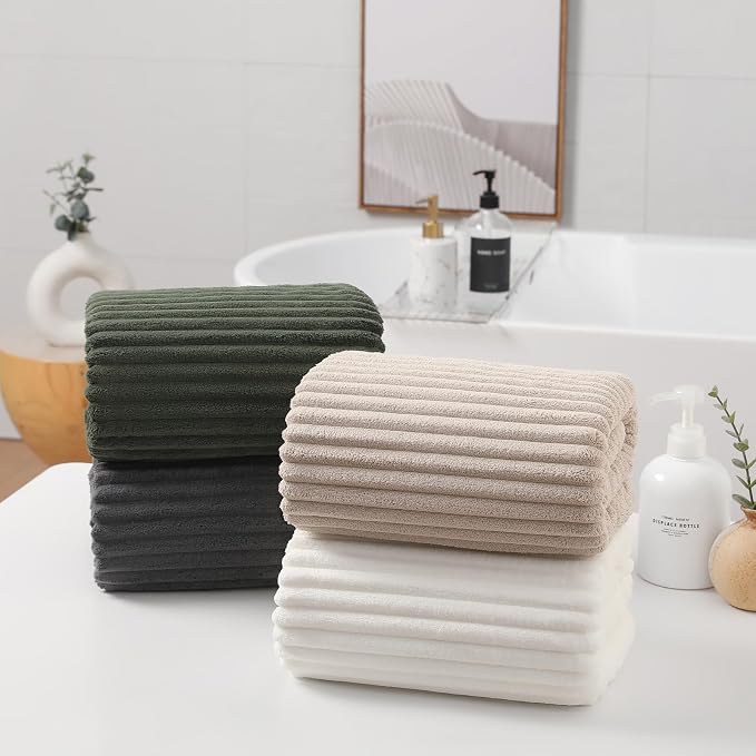 4 Piece Bath Towels, 30"x60" Microfiber Towels Set, White | Large Bathroom Towels, Soft Touch, Highly Absorbent, Quick Dry, Lint Free, Long-Lasting, Family Use, Guest Bath & Daily Use - Image 7