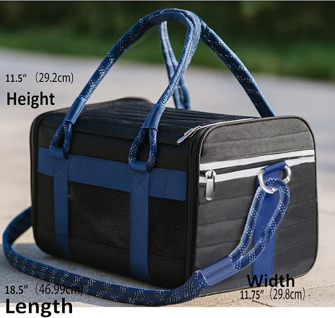 Mr. Peanut's WanderWell Series 3 in 1 Airline Compliant Soft Sided Pet Carrier and Car Seat (Deja Blue)