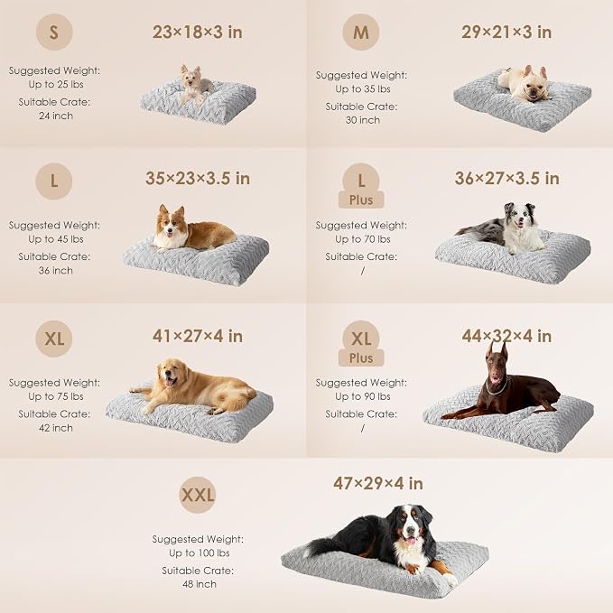 EHEYCIGA Washable Medium Dog Bed for Crate 29x21 Inch, Kennel Pad for Dogs Up to 35 lbs, Plush and Comfy Pet Sleeping Mat, Grey - Image 7