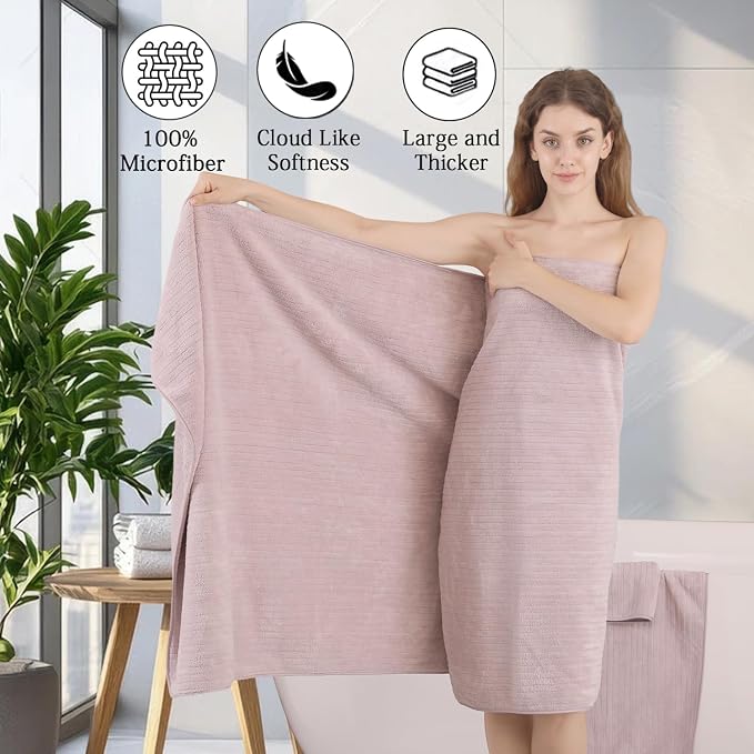 18 Piece Family Bath Towel Set Include 6 Bath Towels,6 Hand Towels and 6 Washcloths Soft Bathroom Towel with Hanging Loops,Highly Absorbent Quick Dry Towels Set for Bathroom,Hotel and Spa-Light Purple - Image 9