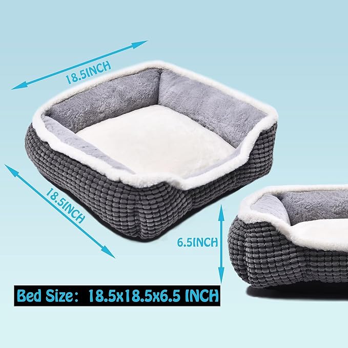 Luxury Square Grey Animal Bed - Super Soft, Washable, Anti-Slip & Water-Resistant, Suitable for Medium Size Dogs & Indoor Cats - Image 5