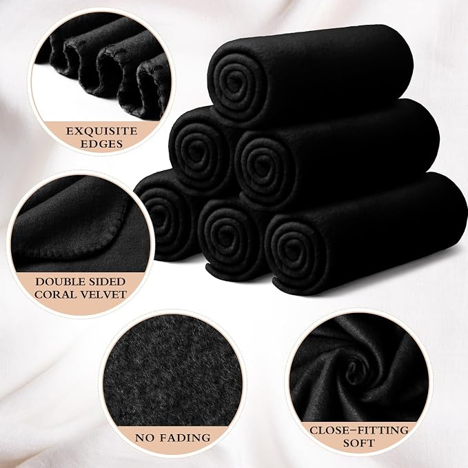 Buryeah 10 Pcs Fleece Blanket Bulk Soft Warm Fleece Blankets Cozy Lightweight Throw Blankets Plush Pet Throw Blanket for Home Bed Sofa Office Wedding Gifts Travel(50" X 60",Gray Black) - Image 3