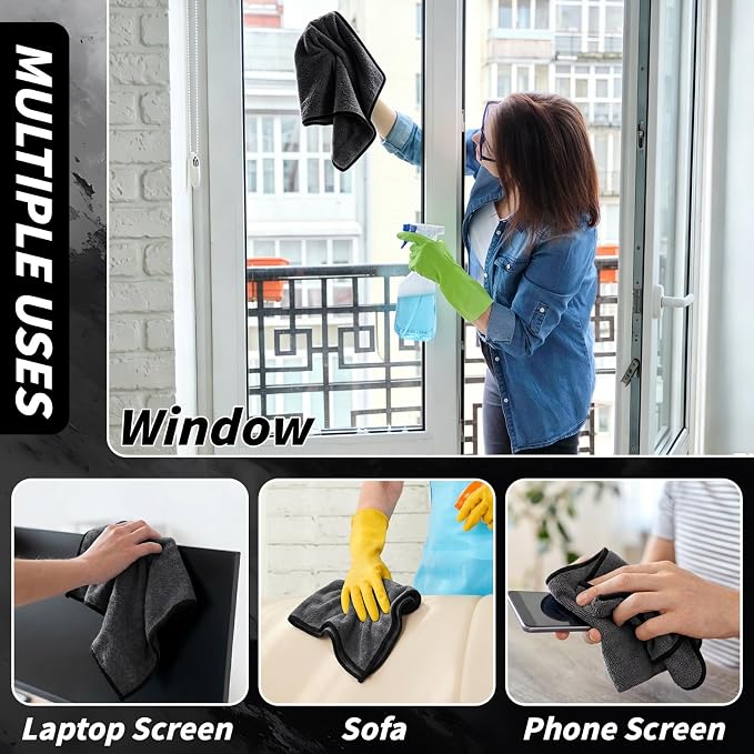 20 Pack Microfiber Towels for Cars, 24" x 16" Dual-Sided Car Drying Towel | 400 GSM Highly Absorbent, Lint-Free Microfiber Cleaning Cloths for Scratch-Free Drying, Detailing, Buffing, Polishing Cars - Image 8