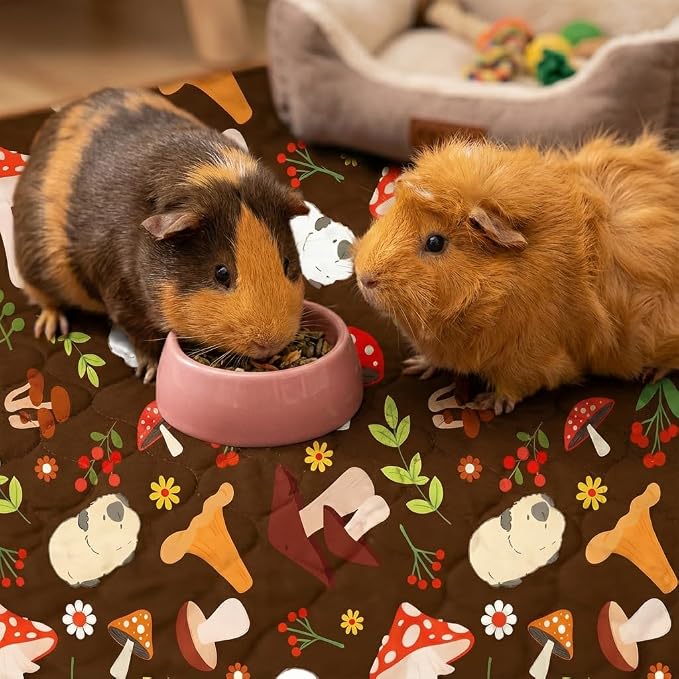 Guinea Pig Cage Liners, 2 Pack 49x24in Washable Guinea Pig Bedding, Waterproof Reusable & Anti Slip, Super Absorbent Guinea Pig Pee Pad for Small Animal, Rabbit, Bunny, Chinchilla, Brown - Image 5