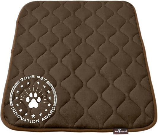 Paw Inspired Washable Padded Crate Mats for Dogs, Dark Brown, 35x22 Inch | Fits 36-inch Kennels, Leakproof, Waterproof Bottom, Plush Dog Pad, Pet Bed by HOME