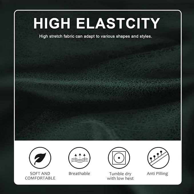 Leather Like Couch Cushion Covers Sofa Slipcovers Sets Couches Furniture Protector Covers for Sectional Armchair Loveseat Stretch Spandex Fabric, Machine Washable (1 Cushion XL Sofa, Dark Green) - Image 5