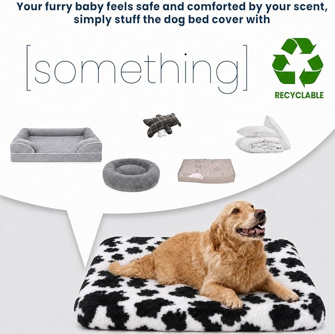 Waterproof Dog Bed Cover Replacement, Luxury Faux Fur Calming Pet Bed Cover with Fitted Sheet Design, Anti-Slip Bottom & Elastic Cord, Washable Protective Topper for Orthopedic Dog Beds - Image 3