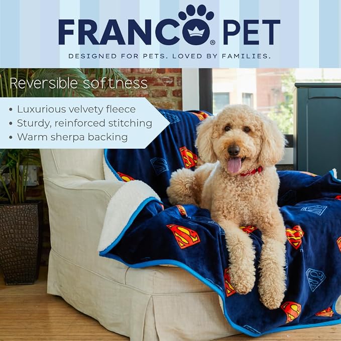 Superman DC Comics Waterproof Dog Bed Cover, XL 60x80 Pet Blanket for Furniture Bed Couch Sofa, (Officially Licensed) by Franco - Image 5