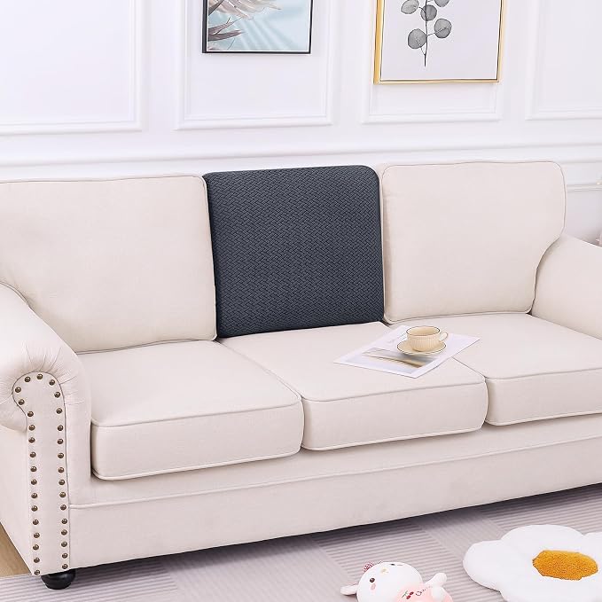 Smiry Waterproof Couch Cushion Covers, Non Slip Seat Cushion Covers | Stretch Jacquard Chaise Lounge Sofa Slipcover, Washable Elastic Furniture Protector for Pets, Back Cover M, Dark Grey - Image 5