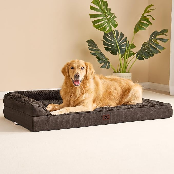 EHEYCIGA XL Dog Bed Memory Foam for Crate, Extra Large Dog Bed Orthopedic with Washable Removable Cover, Waterproof Pet Sofa Couch XLarge Size Dogs, 41x27x6.5, Brown - Image 9
