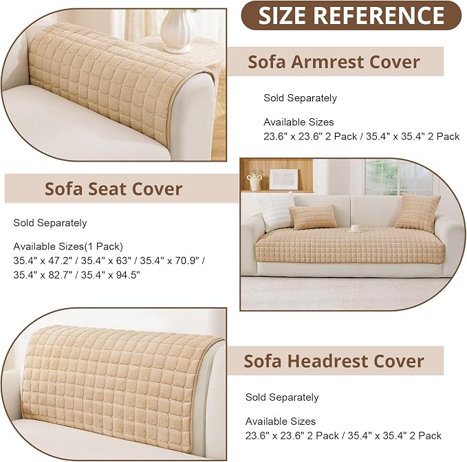 OstepDecor Pet Couch Covers for Sofa, Soft Sofa Covers Washable | Non Slip Dog Couch Protector, Pet Hair, Dirt & Wear Protection, Fits Sofas, Loveseats & Sectionals, 35.4" x 63", Khaki - Image 4