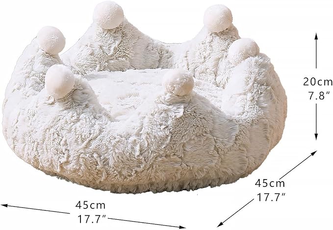 PetPals Crown Shaped Washable Cat Bed Made by Designed Pattern Soft Plush | Removeable Cushion, Super Soft Rose Patten Faux Fur Pet Bed for Small Animals, with Anti-Slip Bottom, 18 inch Round Bed - Image 2