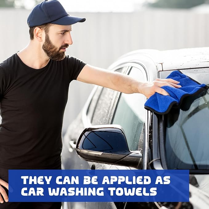 Tallew 50 Pcs Microfiber Towels:16"x16" Microfiber Drying Towels Bulk Micro Fiber Car Cleaning Cloth for Cars Drying Washing Polishing Office Windows Cleaning Household Supplies (Blue,Gray) - Image 4