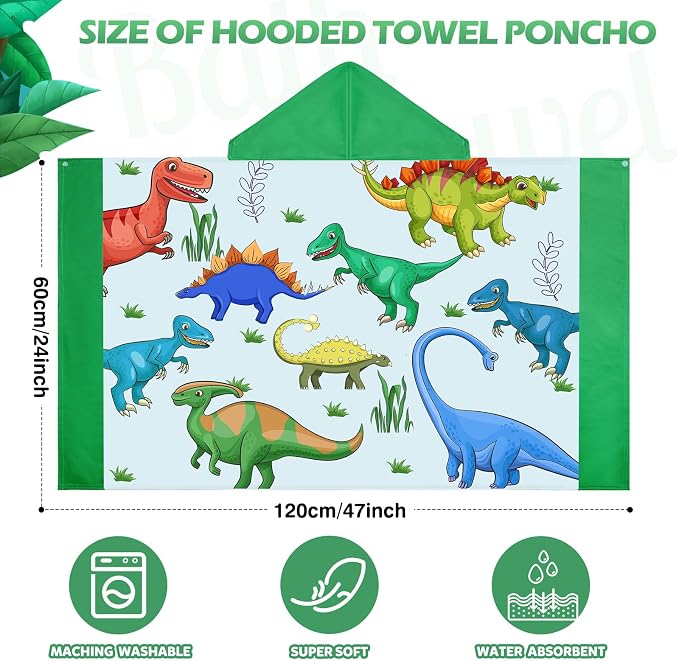 Oudain 6 Pcs Kids Hooded Bath Towel with Hood Microfiber Beach Baby Pool Beach Towel for Boy Girls Toddler Kids - Image 2