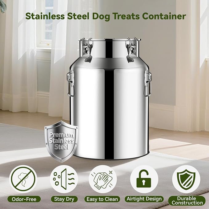 Newget 16lb Stainless Steel Dog Food Storage Container, Metal Pet Storage Container with Airtight Hangable Lid to Keep Food Fresh, Large Cat Food Storage Container with Scoop to Easily Clean - Image 5