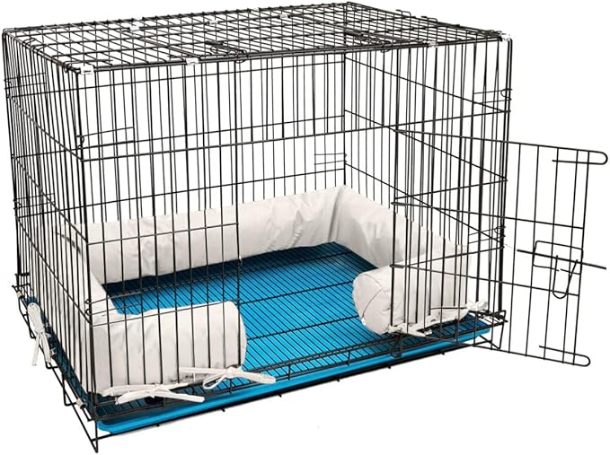 Happy Howls Dog Crate Bumper - Dog Cage- Waterproof 1100D Fabric - with Reinforced Ties & Durable Zippers - Fits Front or Side Door Puppy Kennels - Removable Cover (Beige, 48.0" L x 30.0" W) by Unknown