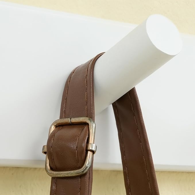 SKOLOO Wood Coat Rack Wall Mounted,10 Peg Long Bamboo Hook for Hanging Backpack Coat Towel Hat,16'' Hole to Hole,White - Image 6