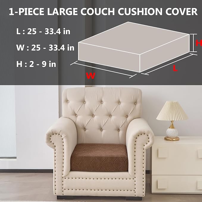 Genina Waterproof Couch Cushion Covers for Pets Washable Sofa Seat Covers | Non Slip,Stretch Jacquard Fabric,Pet Hair & Scratch Protection,Easy Installation,Furniture Protector,Sectional,1 Piece Large - Image 2