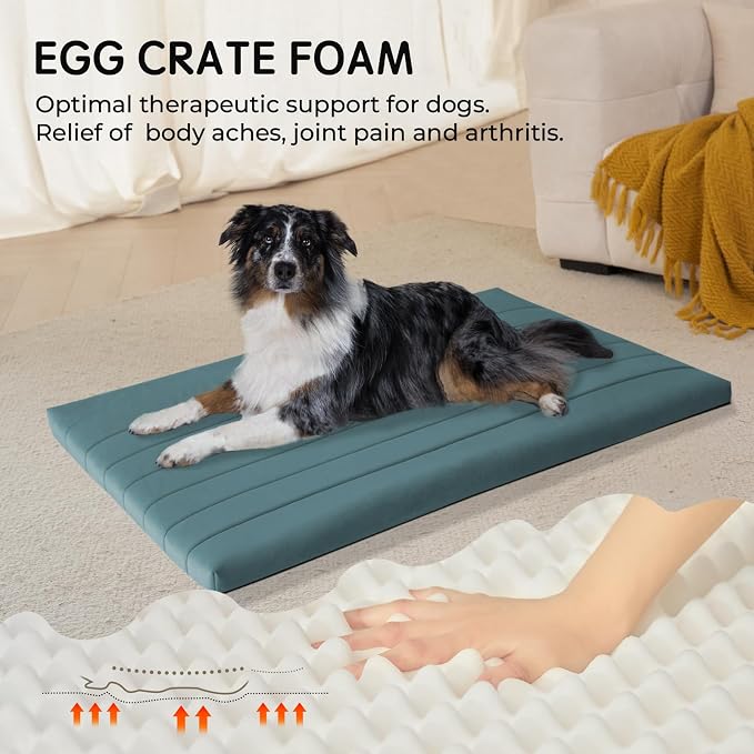 BALANCE Dog Crate Bed, Orthopedic Dog Bed Pad with Waterproof Liner, Washable Crate Foam Pet Mat for Large, Medium, Puppy Dogs Breeds, Powder Blue, 42"x28"x2" - Image 2