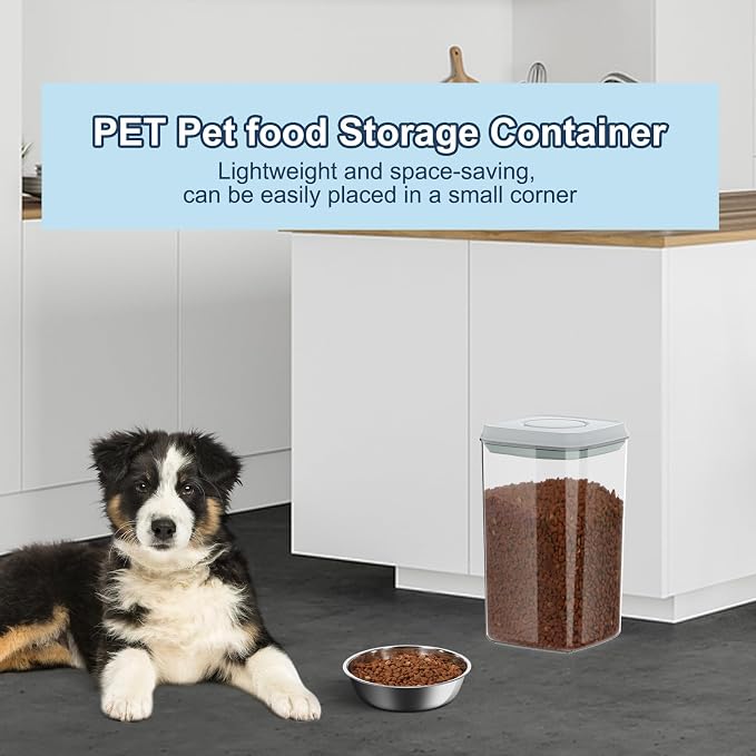 LEAWALK 4.2Qt Airtight Dog Cat Food Storage Container and Dog Treat Containers BPA-Free, PET Clear Stackable Pet Storage Bin, 1 Cup Scoop, 1 Sponge cleaning brush, Pop Top, With handle -1Pack - Image 7