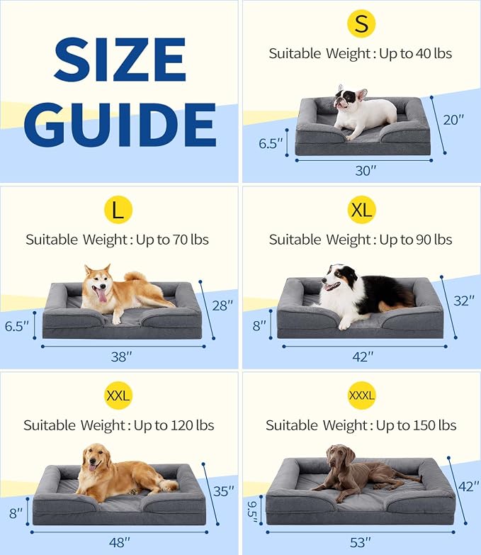 Made4pet Dog Bed Orthopedic, Dog Sofa for Small Dogs Supportive Foam Pet Cushions Bed with Washable Removable Cover, Egg-Crate Foam, Waterproof Lining Bottom, Grey, 30 * 20 * 6.5 Inch - Image 8