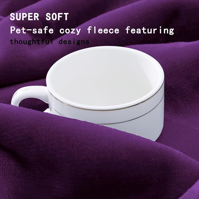 Smiry Waterproof Dog Bed Blanket, Leakproof Pet Throw Blanket for Bed Couch Sofa, Reversible Sherpa Fleece Furniture Protector Cover for Small Medium Large Dogs Cats (Purple, 60x80 inches) - Image 3
