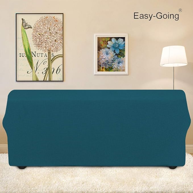 Easy-Going Stretch Oversized Sofa Couch Slipcover Washable Peacock Blue | 1-Piece Extra large Sofa Cover Furniture Protector Couch Soft with Bottom for Kids, Polyester Spandex Jacquard - Image 4