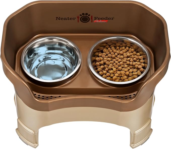 Neater Feeder Deluxe Mess-Proof Elevated Dog Bowls for Large Dogs (40+ lbs), 2 Height Adjustable (14.5” & 17.5”) No-Spill Raised Dog Bowl Stand, Stainless Steel Food Bowl Set, Made in USA, Bronze - Image 9