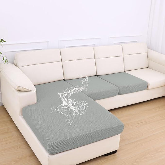 hyha Waterproof Couch Cushion Covers for Pets, Non Slip Sofa Seat Cover | Stretch Jacquard Fabric, Elastic Bottom, Non Slip Fit, Waterproof Protection, Pet Hair Protection (1 Chaise+2 Seater) by hyha