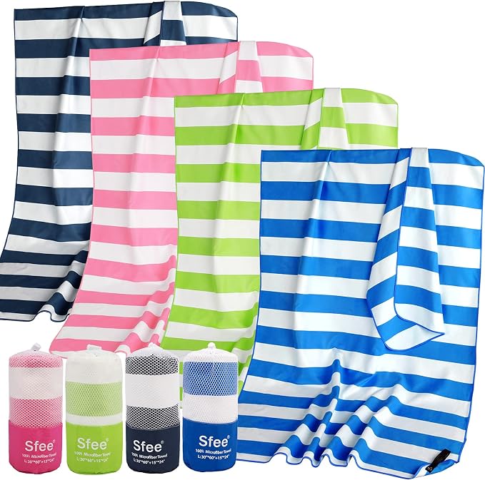 Sfee 2 in 1 Microfiber Beach Towel, Quick Dry Towel Travel Camping Towel Super Absorbent Compact Lightweight Sports Gym Towels Set for Beach, Gym, Hiking, Pool, Backpacking, Bath, Yoga by Sfee
