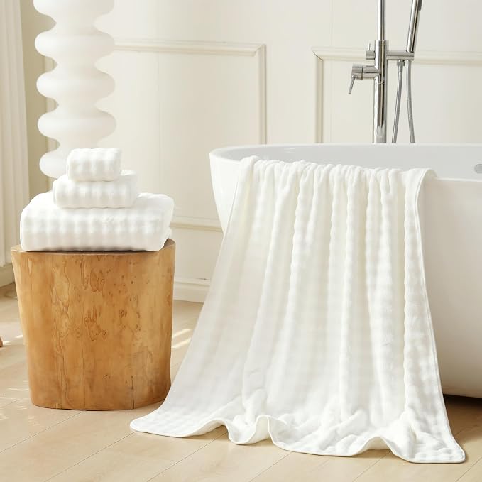 Bath Sheets Set 40x80 Inches Microfiber Extra Large BathTowels Super Soft Absorbent Quickly Dry Shower Towels for Bathroom (White,PK 6) - Image 2